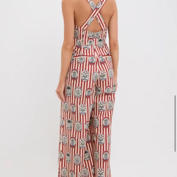 Hunter Bell Red and White Striped Mallet club sandy Jumpsuit NWT - Picture 3 of 8